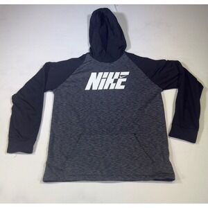 Nike Dri-FIT XL Hoodie Pullover Gray Black Long Sleeve Athletic Youth